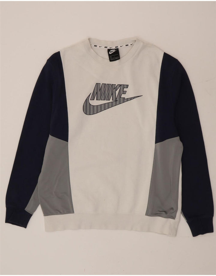 Męska bluza z grafiką Nike, duża, biała, bawełniana z blokami kolorów