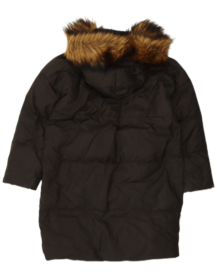 Damski, oversize'owy, wyściełany płaszcz z kapturem, zara UK 10, mały, czarny nylon
