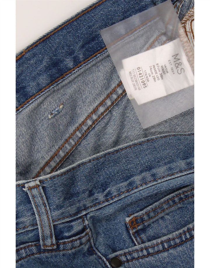 Marks & Spencer Męskie proste dżinsy W36 L29 Niebieskie bawełniane