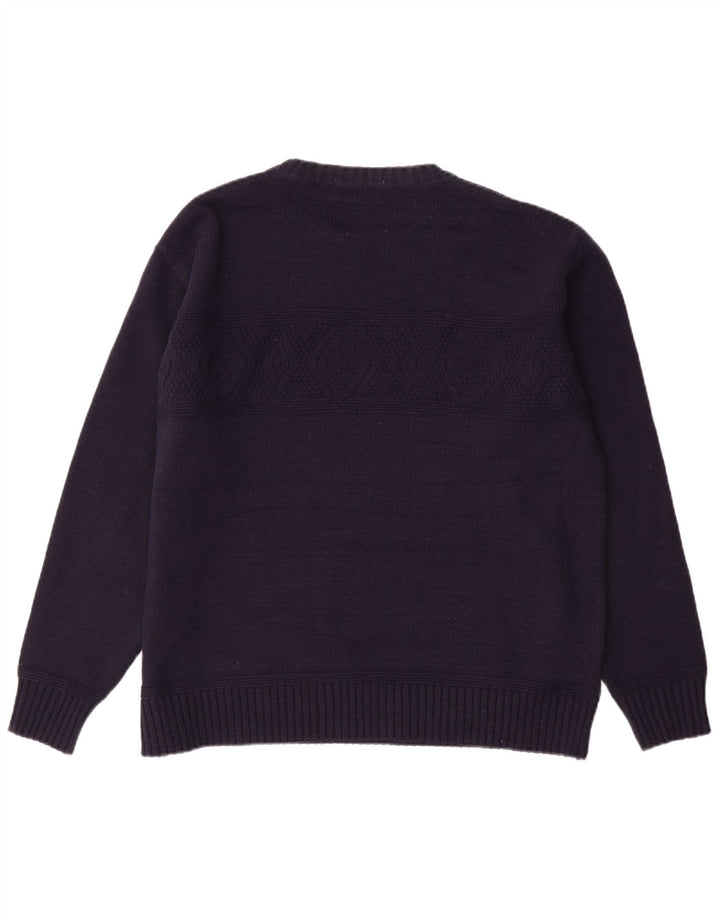 Marks & Spencer Męski sweter z dekoltem w łódkę, duży, granatowy, akrylowy