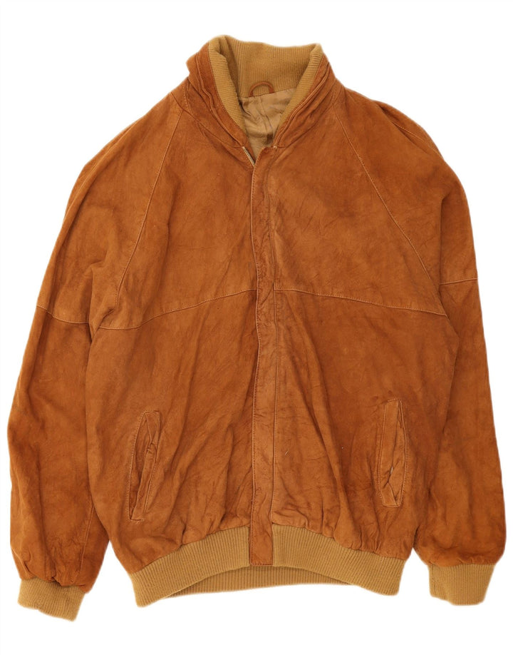 Vintage męska zamszowa kurtka bomber UK 36 mała brązowa skóra