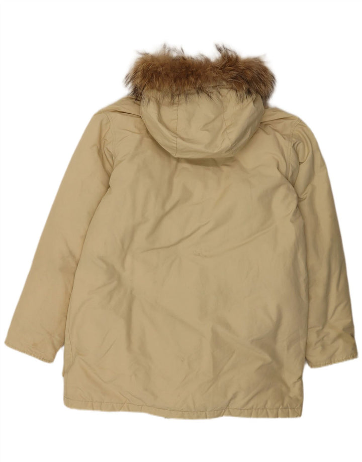 Męska wyściełana kurtka parka z kapturem Woolrich UK 38 średni beż