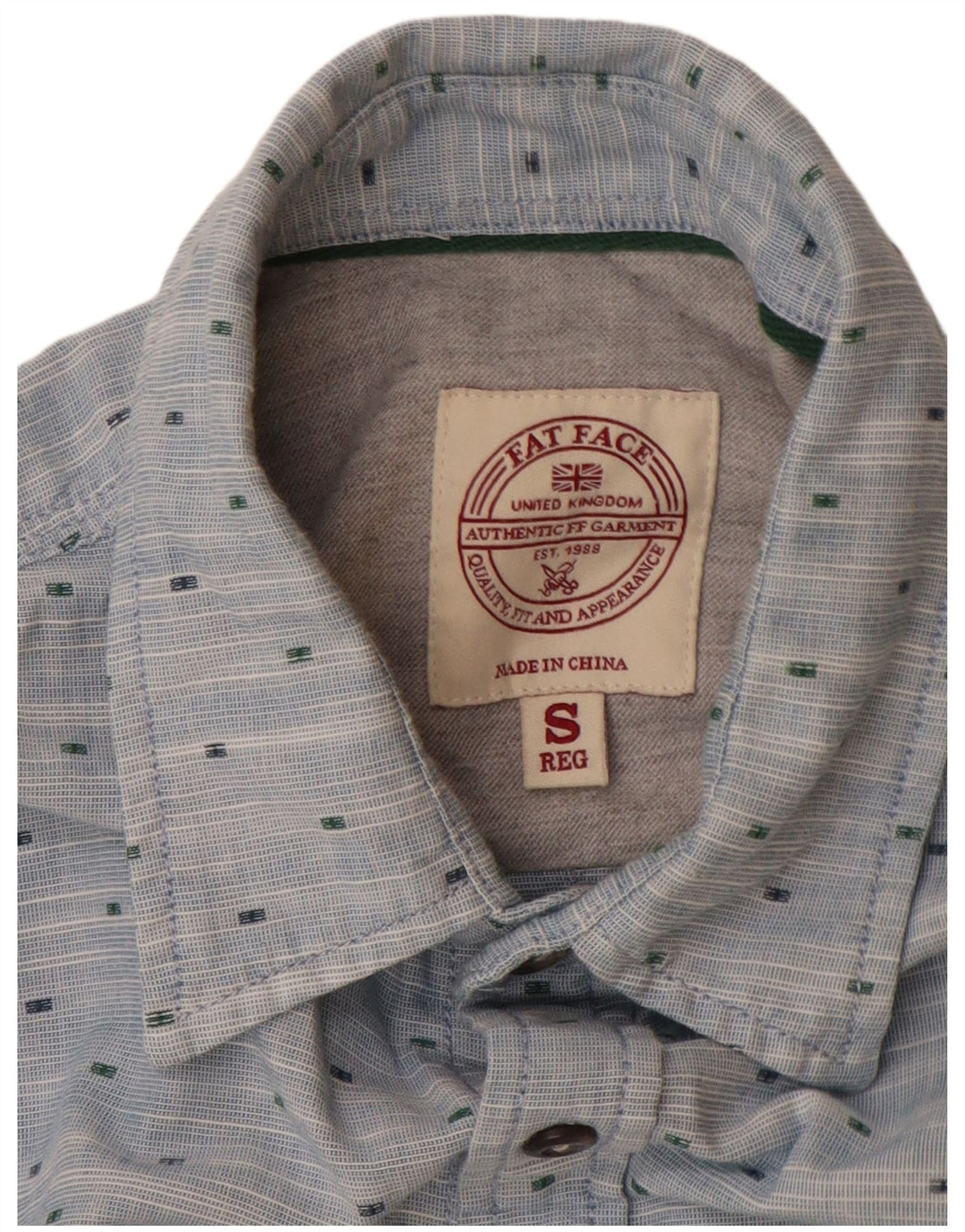 FAT FACE Mens Shirt Small Blue Spotted Cotton
