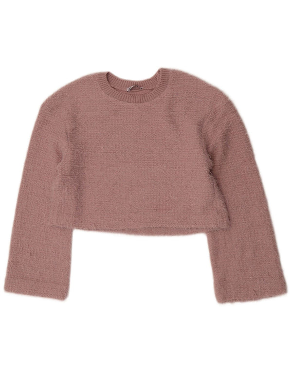 Damski sweter Zara z dekoltem w łódkę, UK 10, mały, różowy poliester