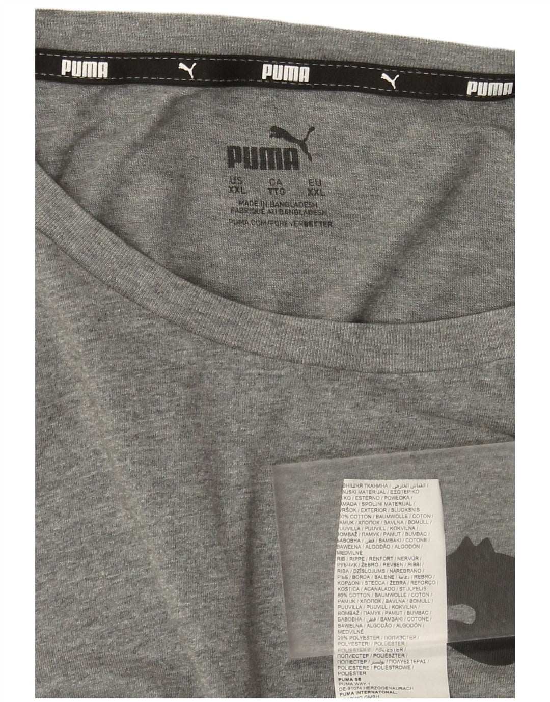 Męski T-shirt Puma z grafiką, 2XL, szara, bawełniana w plamki