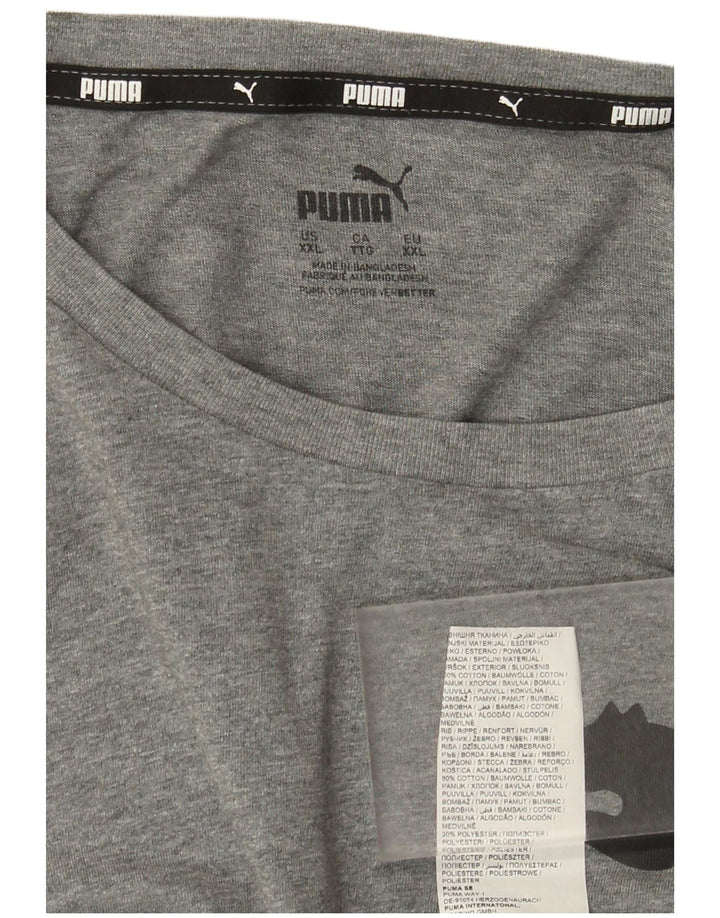 Męski T-shirt Puma z grafiką, 2XL, szara, bawełniana w plamki