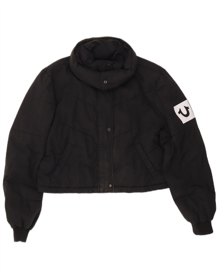 Damska ocieplana kurtka TRUE RELIGION UK 16, duża, czarna, z poliestru