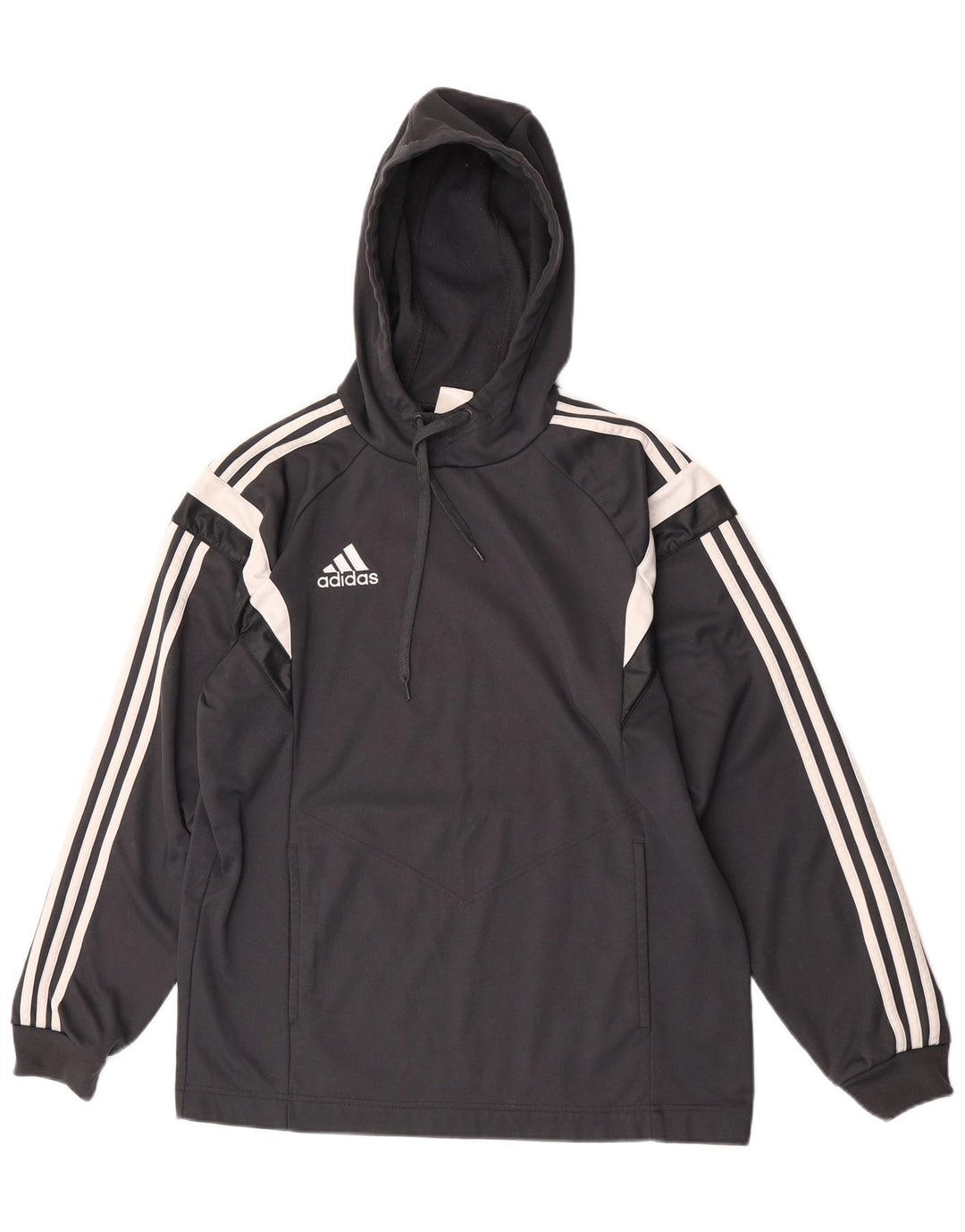 Męska bluza z kapturem Adidas, średnioszara, poliestrowa z blokami kolorów