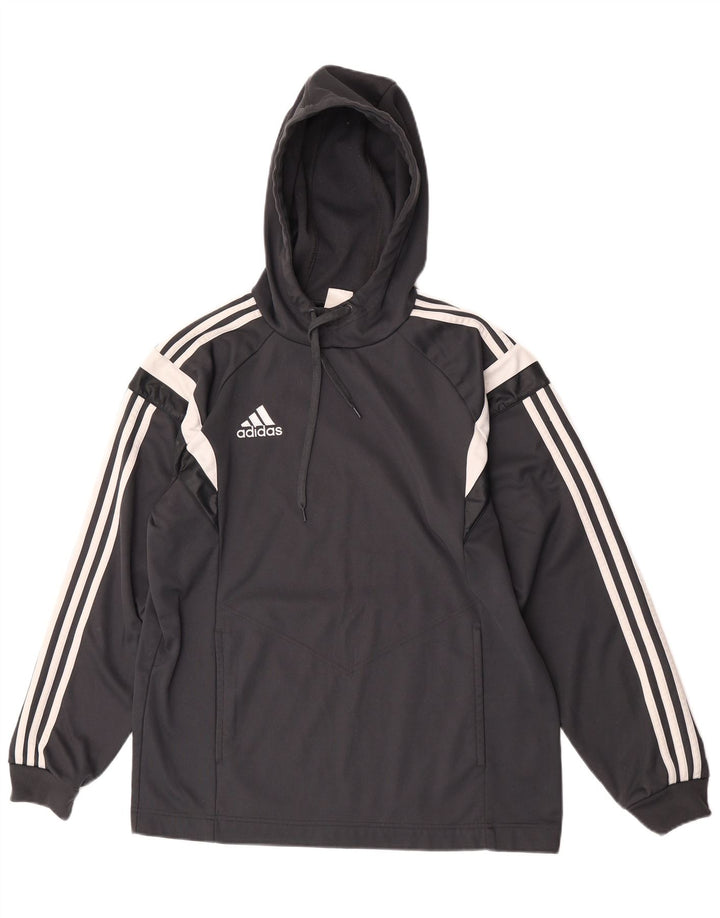 Męska bluza z kapturem Adidas, średnioszara, poliestrowa z blokami kolorów