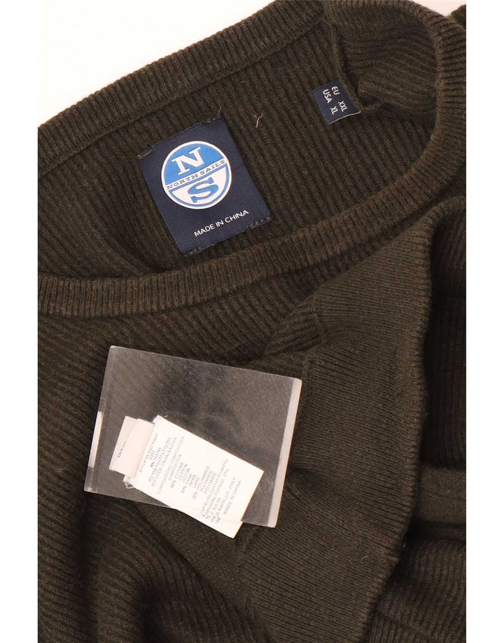 Męski sweter z okrągłym dekoltem North Sails XL, bawełniany khaki