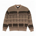 Sweter męski w stylu vintage IT 52, duży, brązowy, geometryczny, wełniany