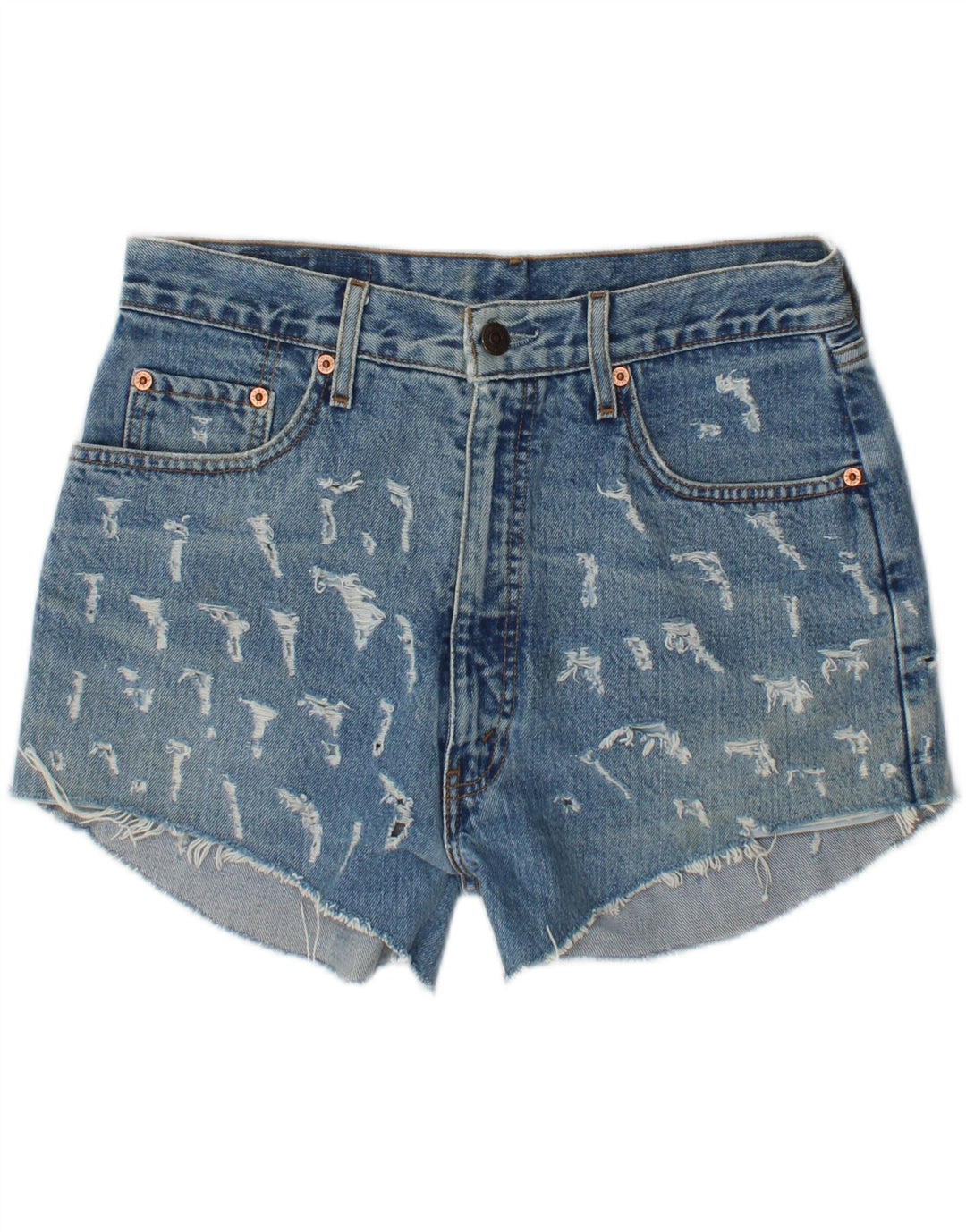 LEVI'S Womens 501 Distressed Denim Shorts W32 Large  Blue Vintage Levi's and Second-Hand Levi's from Messina Hembry 
