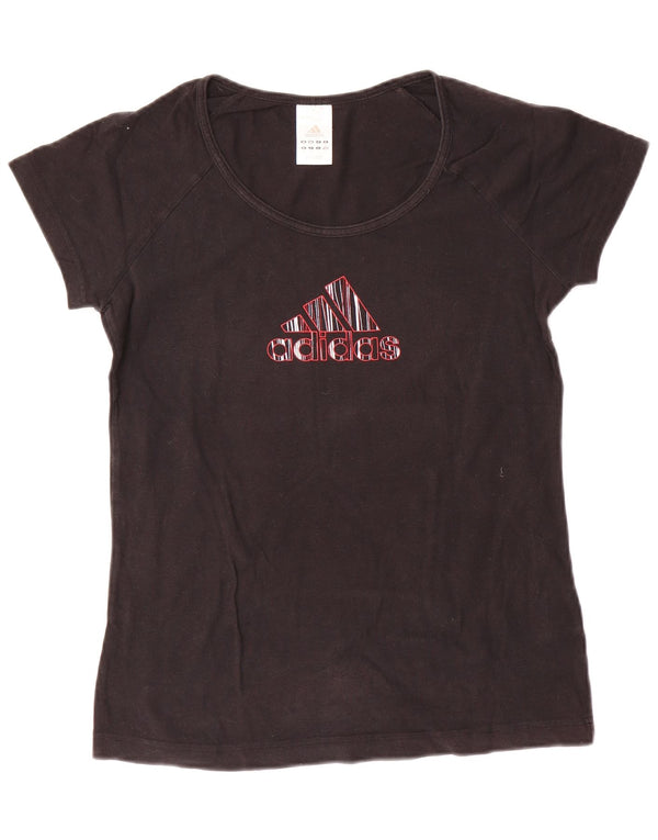 Damska koszulka z grafiką Adidas Top UK 12 Średnia czarna bawełna