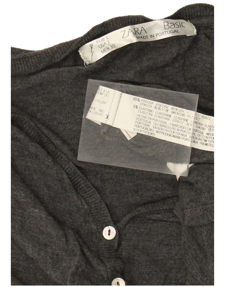 Damska sukienka podstawowa z rękawem 3/4 Zara UK 14 duża, szara wiskoza