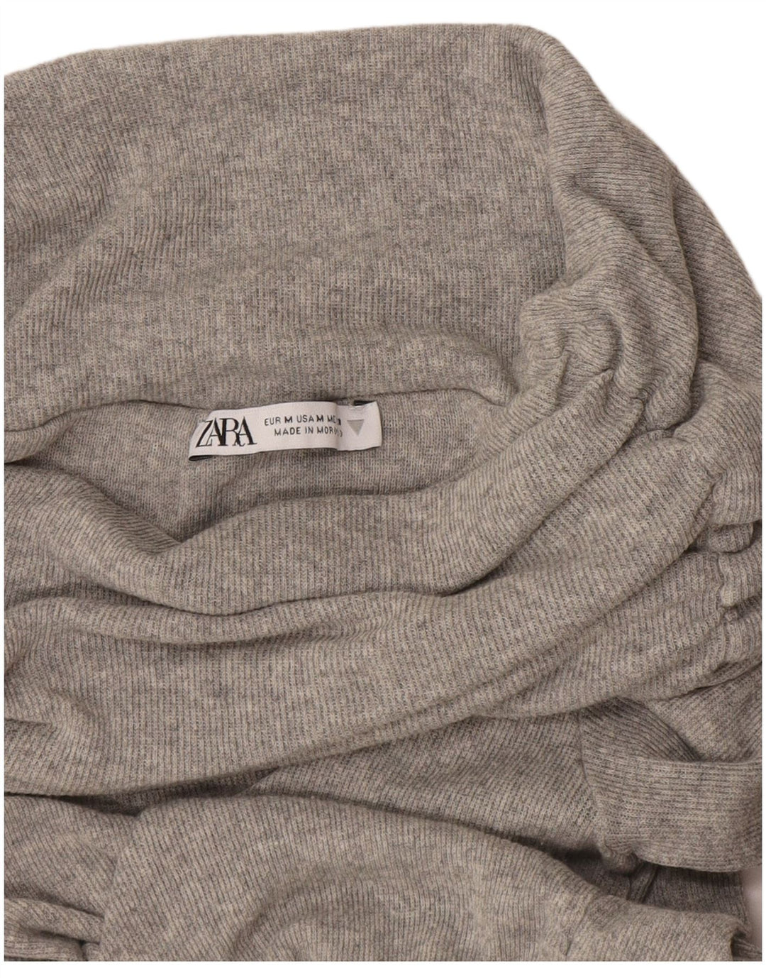 Damski top Zara z okrągłym dekoltem i długim rękawem, UK 12, średnioszary, nakrapiany