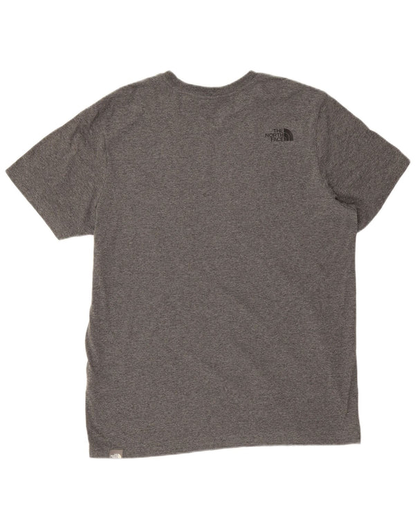 Męski T-shirt z grafiką The North Face, duży, szary, z bawełny w plamki