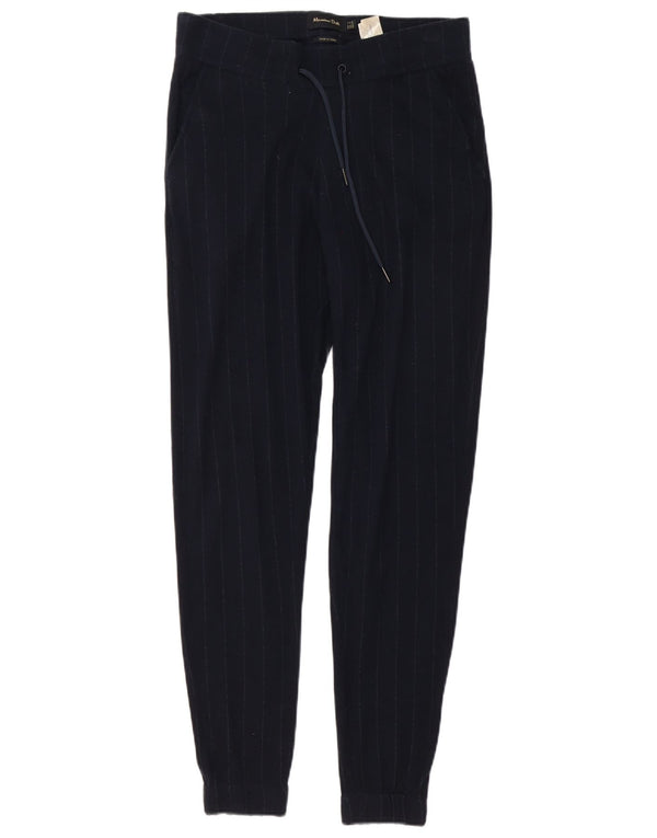 Damskie spodnie casual Massimo Dutti małe W27 L30 granatowe w prążki