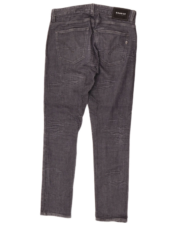Dondup Męskie jeansy slim W32 L30 Szara bawełna w pepitkę