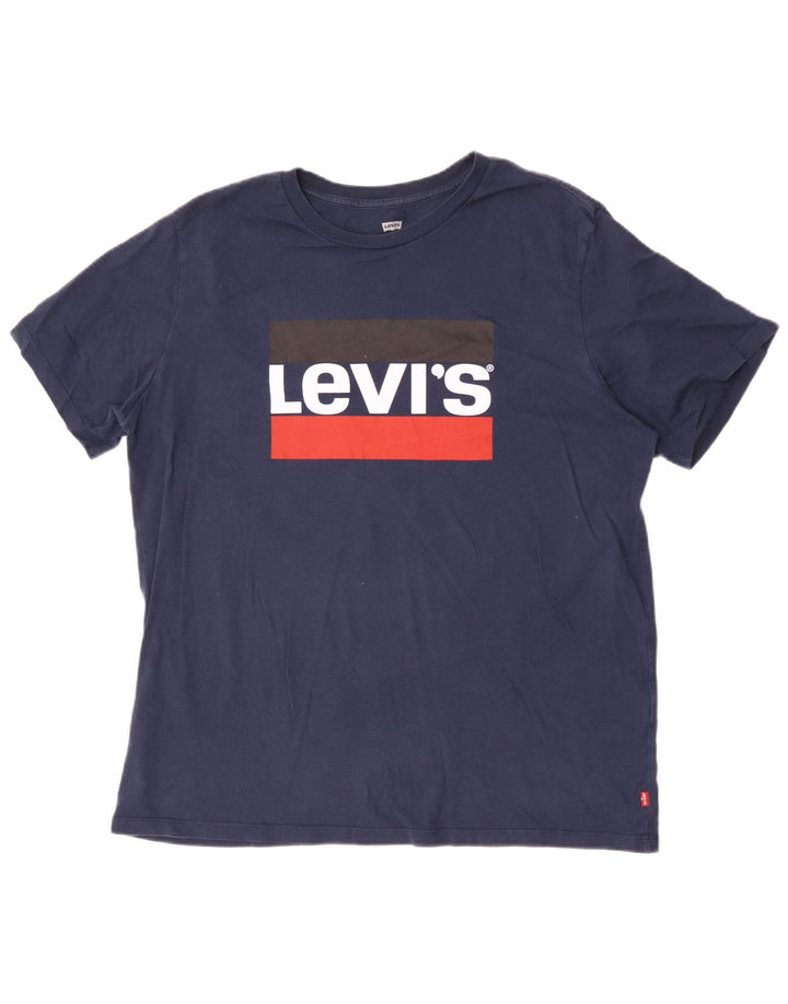 Męski T-shirt Levi's o standardowym kroju z grafiką, duży, granatowy