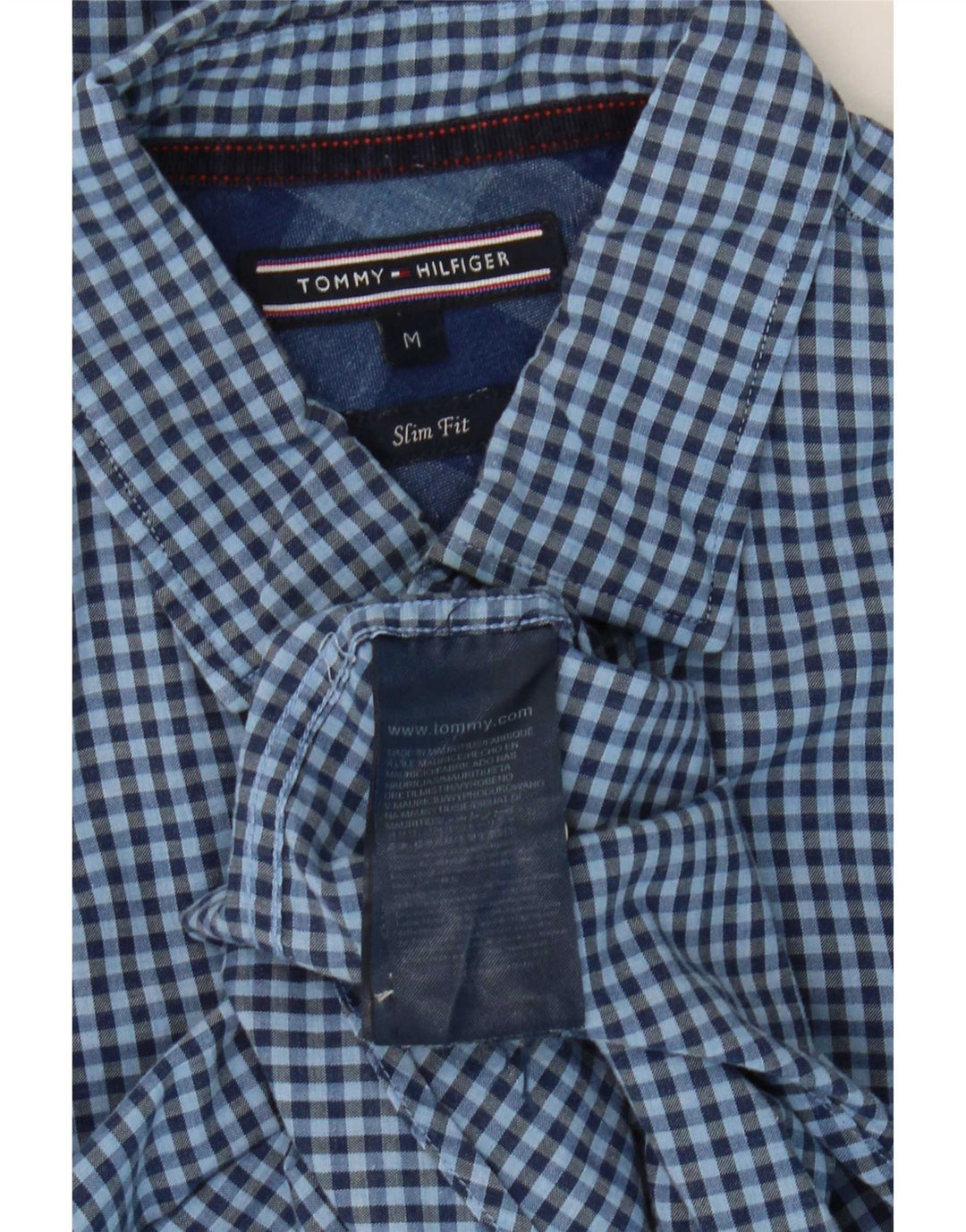 Męska koszula o dopasowanym kroju Tommy Hilfiger o wąskim kroju, bawełniana w ciemnoniebieską kratkę