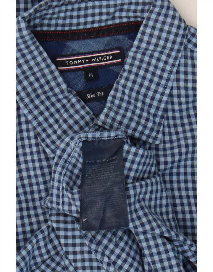 Męska koszula o dopasowanym kroju Tommy Hilfiger o wąskim kroju, bawełniana w ciemnoniebieską kratkę