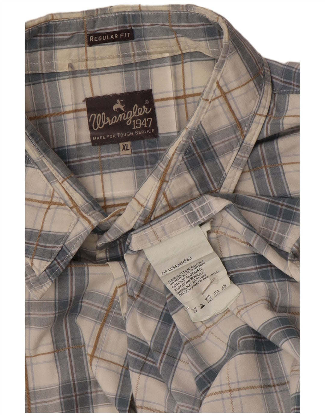 WRANGLER Męska koszula z krótkim rękawem o regularnym kroju XL, szara, bawełniana w kratkę