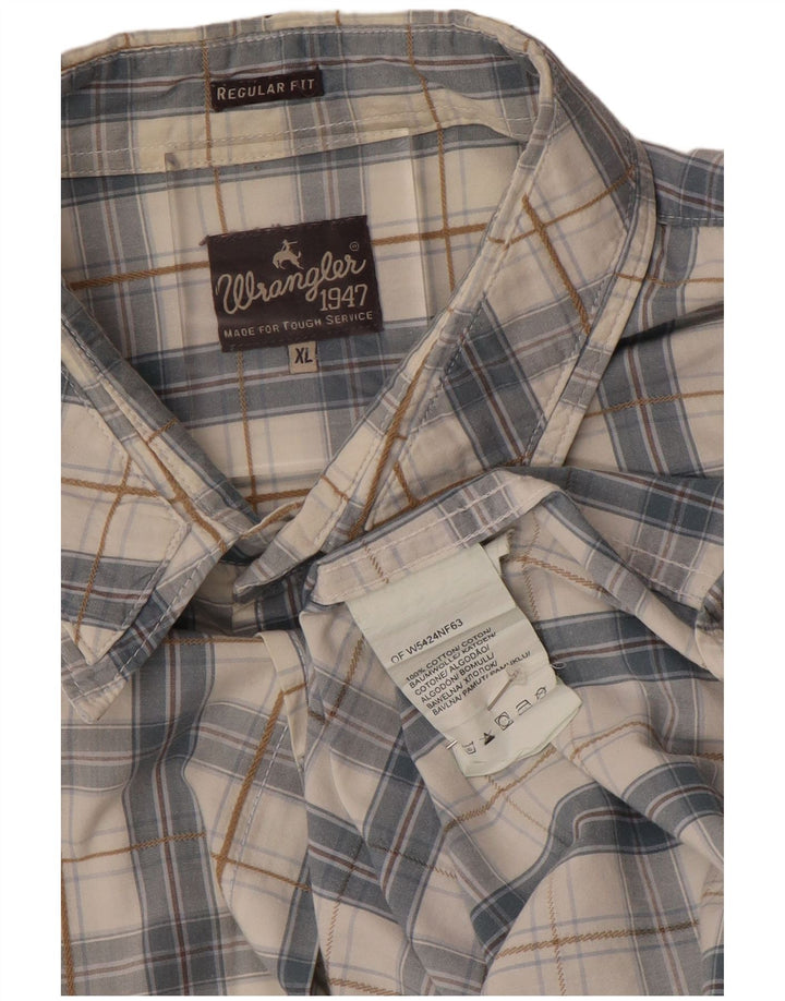 WRANGLER Męska koszula z krótkim rękawem o regularnym kroju XL, szara, bawełniana w kratkę
