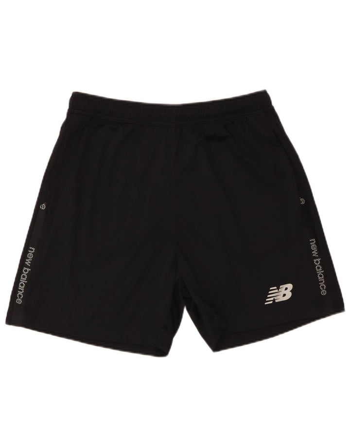 Męskie spodenki sportowe New Balance z grafiką, duże, czarne, poliestrowe