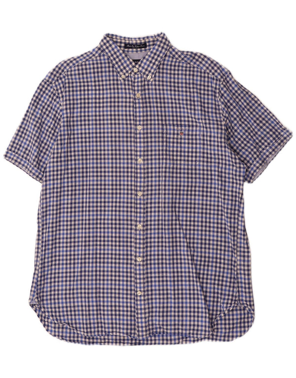 Gant Mens Short Sleeve Regular Fit Shirt XL Blue Gingham Cotton