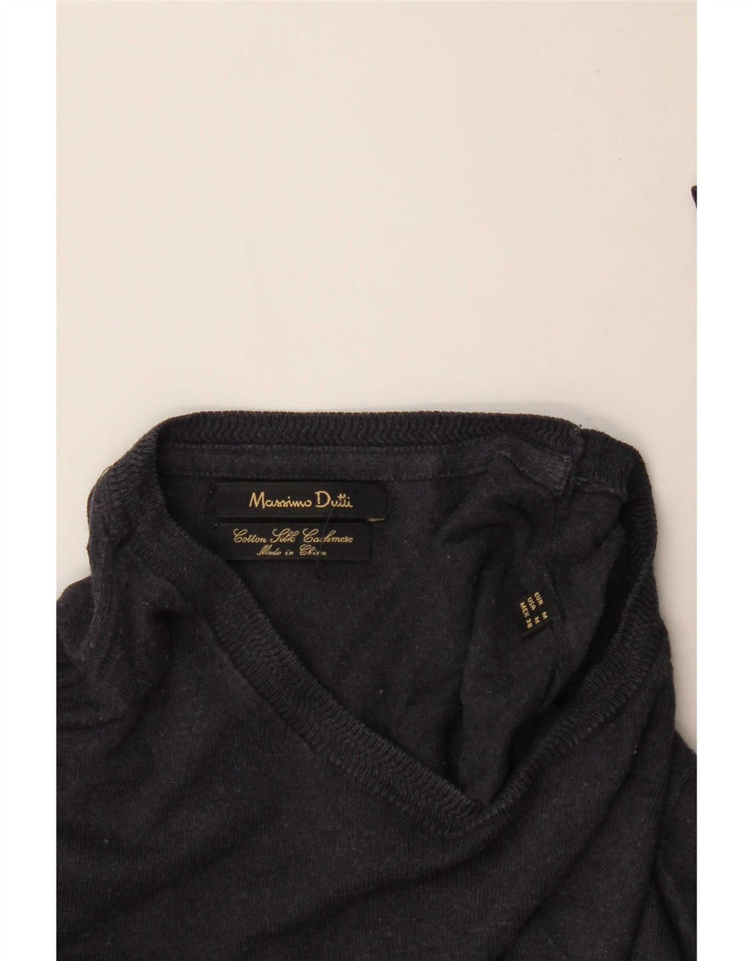 Damski sweter Massimo Dutti z okrągłym dekoltem, średni granatowy, bawełniany