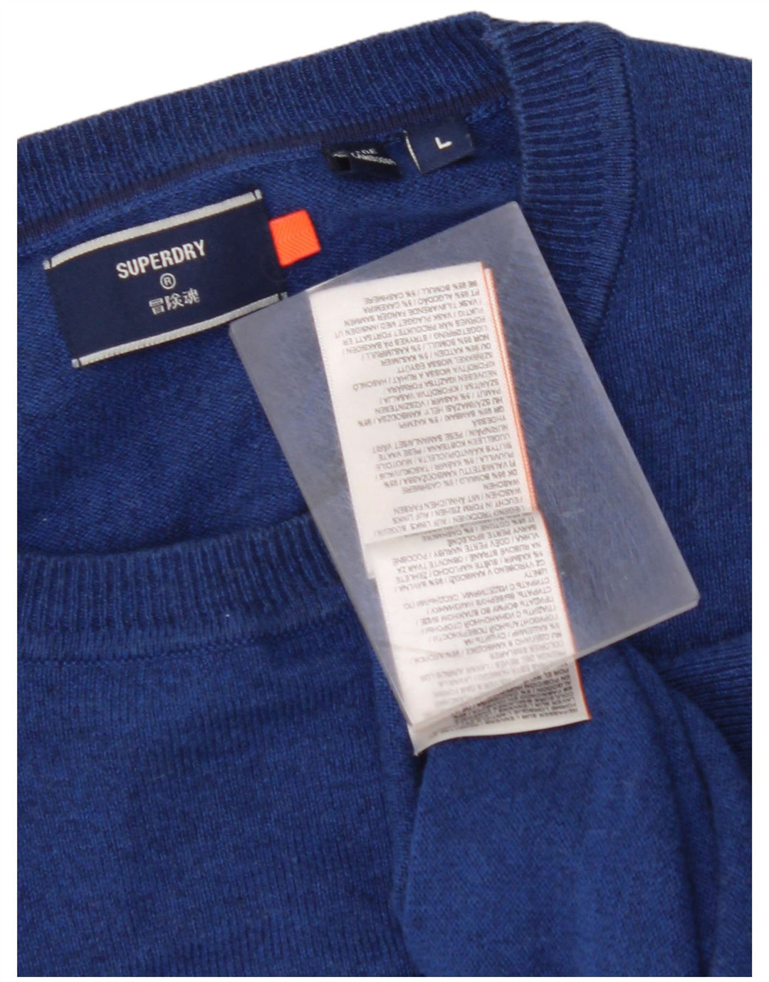 SUPERDRY Męski sweter z okrągłym dekoltem, duży, niebieski, bawełniany