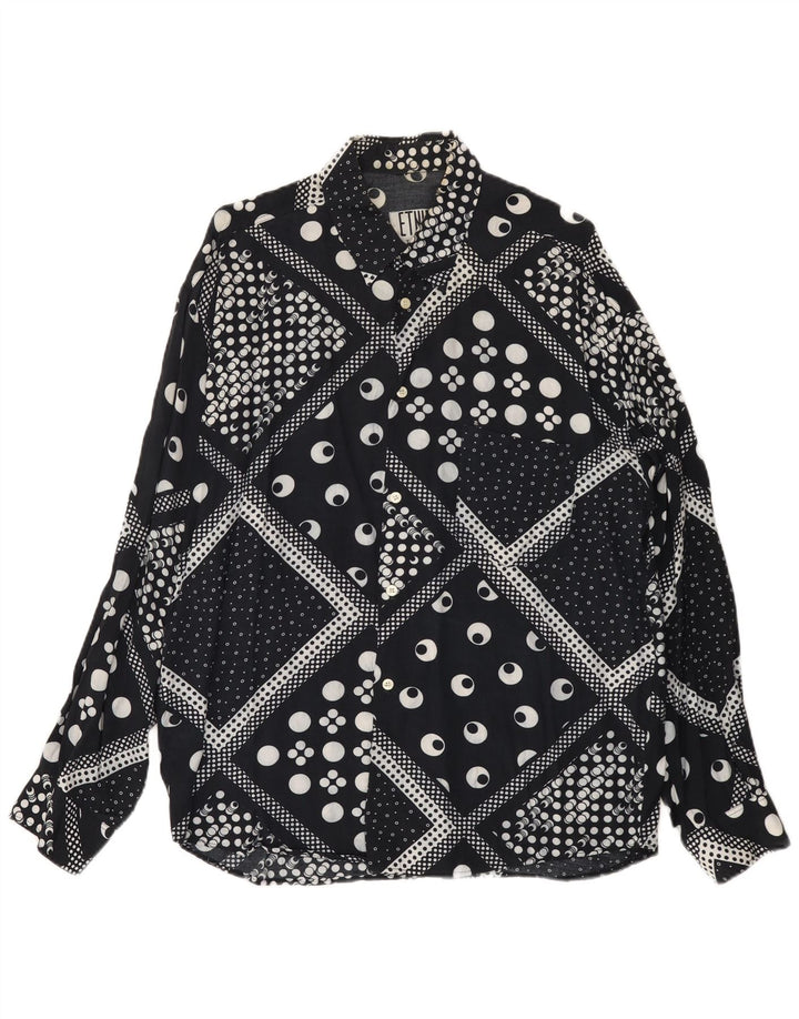 Koszula męska Vintage XL Czarna geometryczna wiskoza