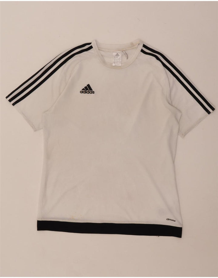 Adidas Męski T-shirt Climalite Top Średni Biały Poliester z blokami kolorów