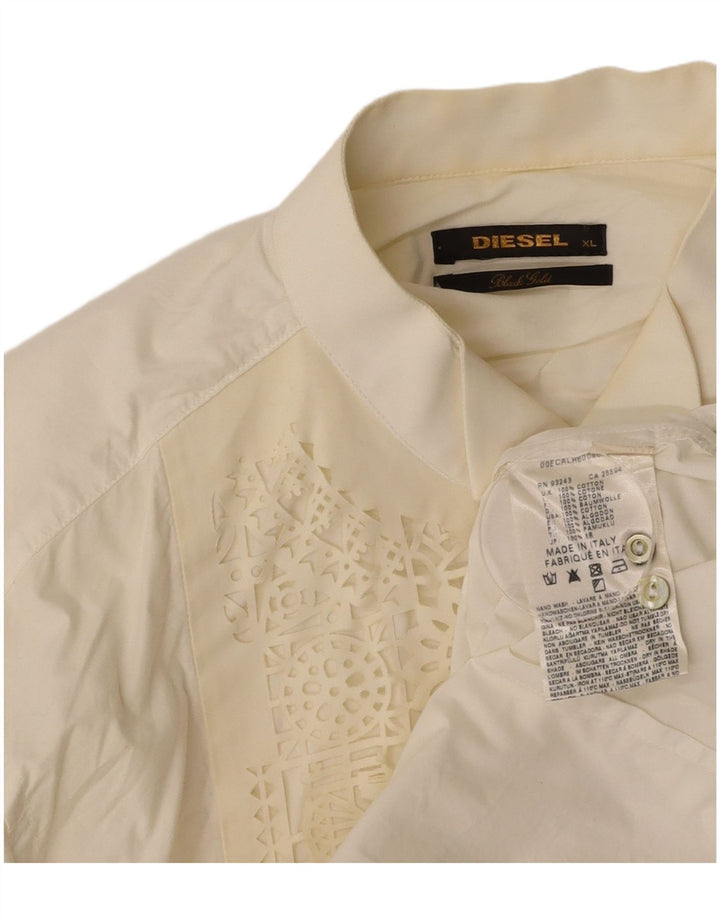 Koszula męska smokingowa DIESEL XL, biała, geometryczna bawełna