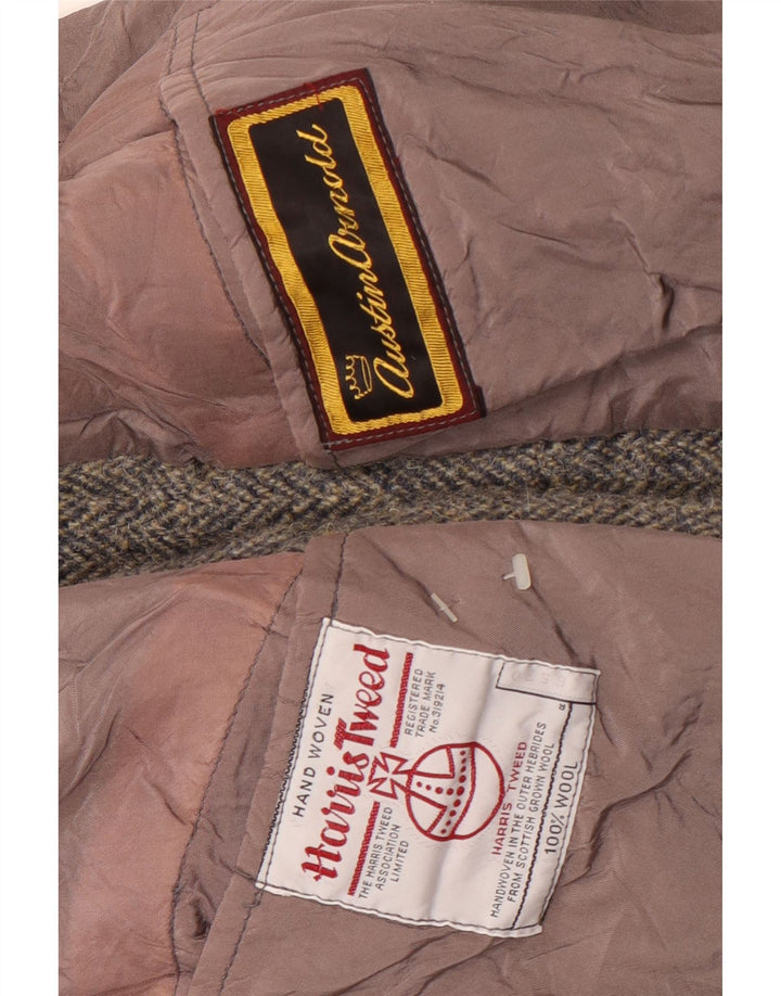Męska marynarka zapinana na 2 guziki Harris Tweed UK 38 Średnioszara wełna w jodełkę
