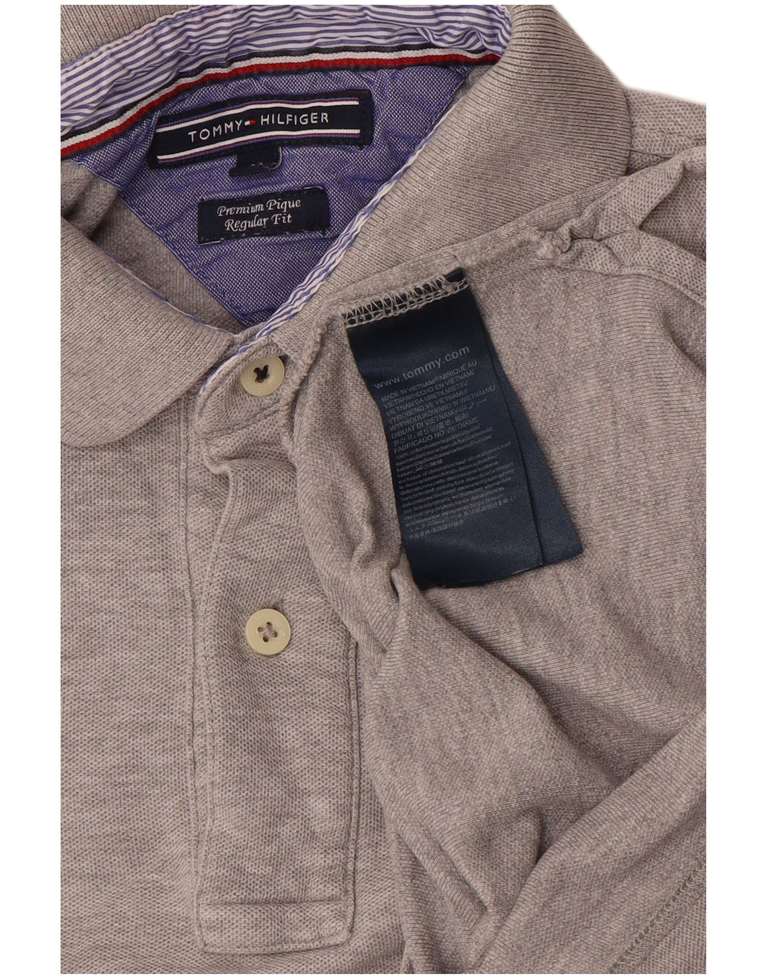 Męska koszulka polo TOMMY HILFIGER o regularnym kroju, średnioszara, bawełniana
