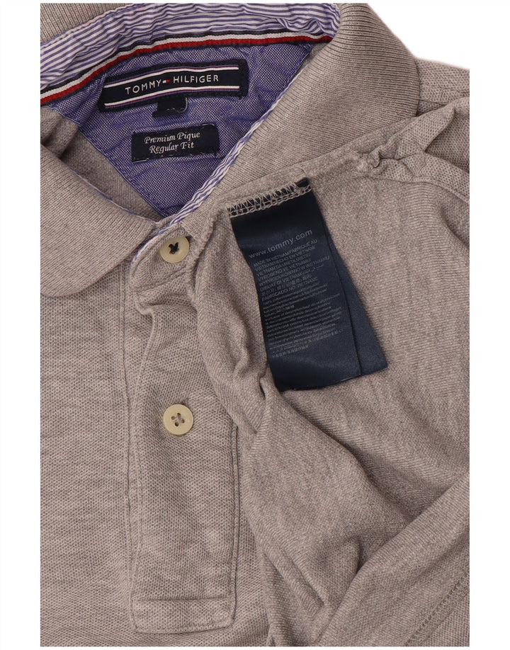 Męska koszulka polo TOMMY HILFIGER o regularnym kroju, średnioszara, bawełniana
