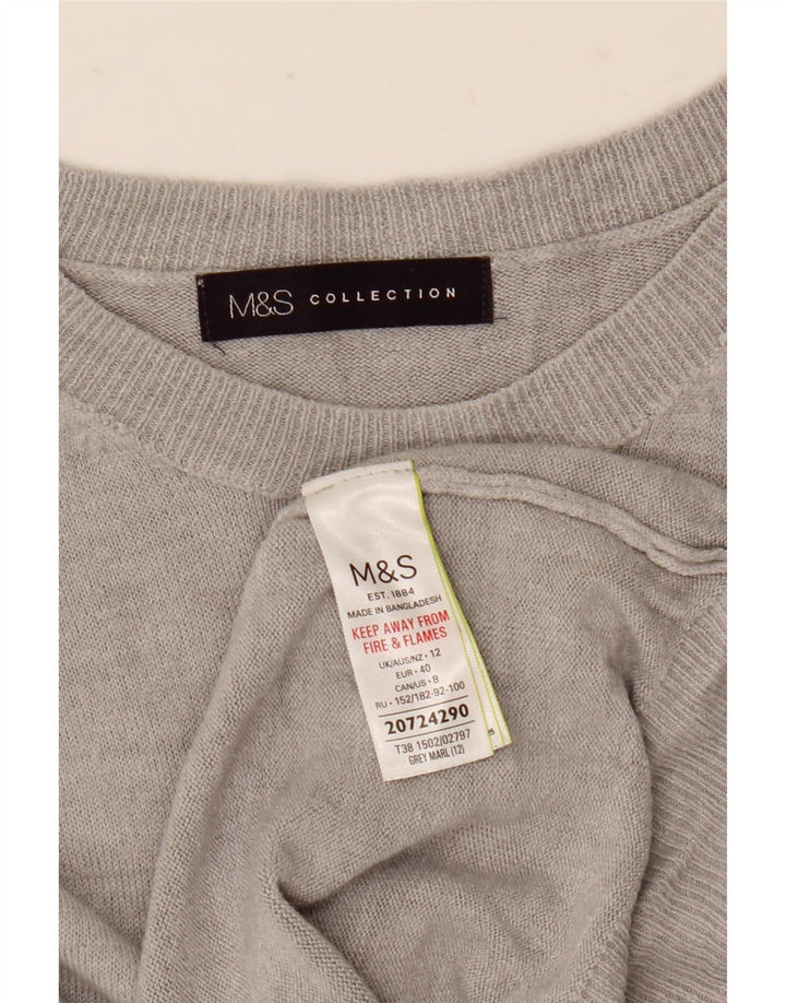Marks & Spencer Damski sweter z dekoltem w łódkę UK 12 Średni szary akryl