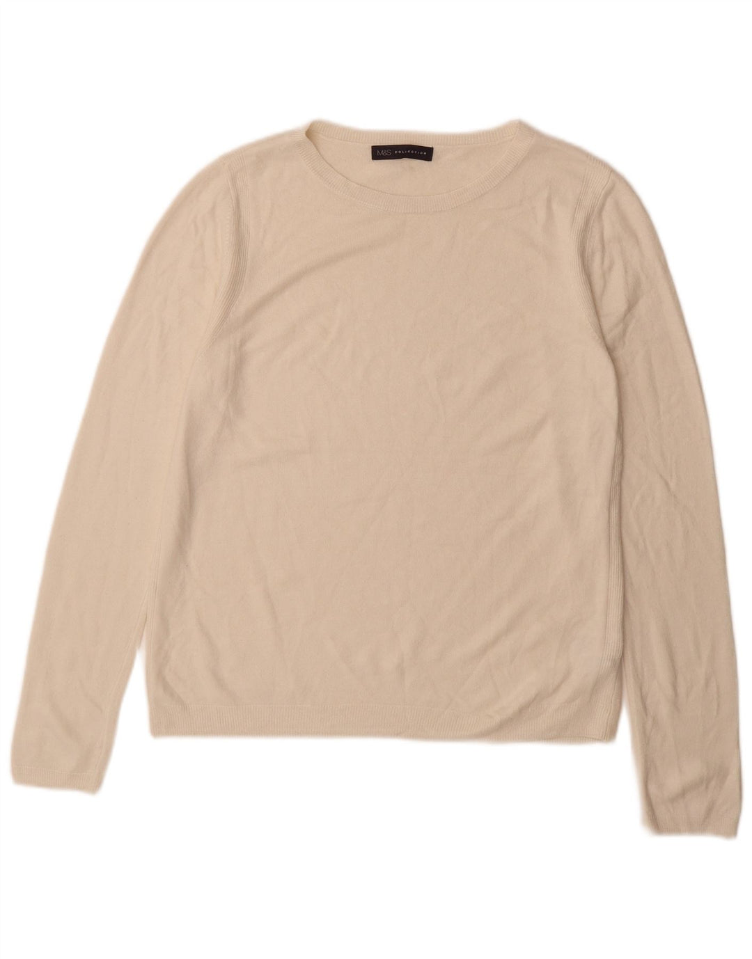 Marks & Spencer Damski sweter z dekoltem w łódkę UK 12 Średni biały akryl