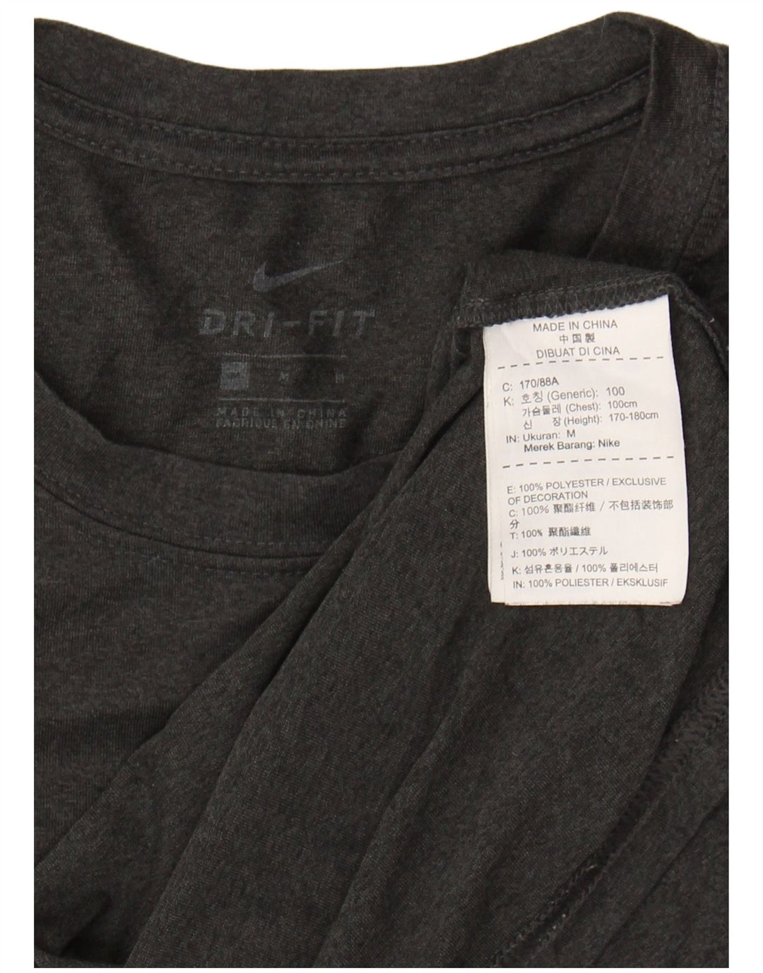 NIKE Mens Dri Fit T-Shirt Top Medium Black Polyester