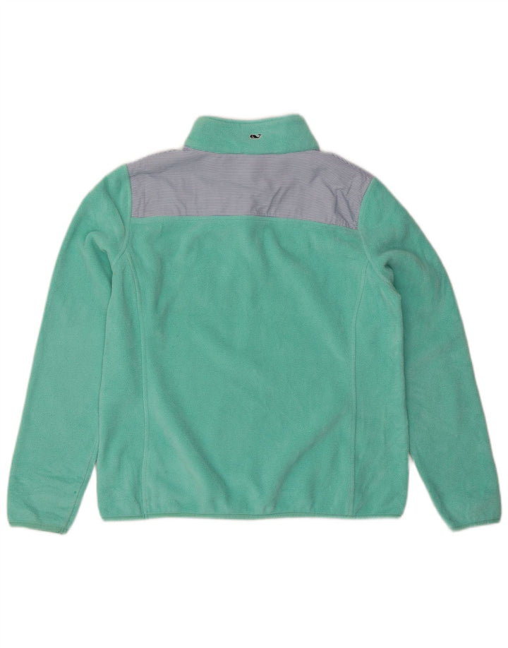 VINEYARD VINES Womens Fleece Jumper UK 14 Medium Turquoise Colourblock