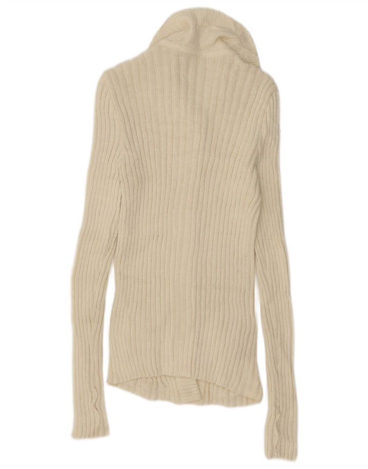 Sweter damski w stylu vintage, średni, w kolorze złamanej bieli