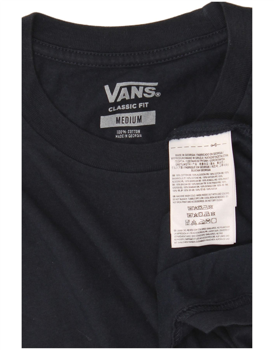 T-shirt męski Vans o klasycznym kroju, średni, granatowy, bawełniany