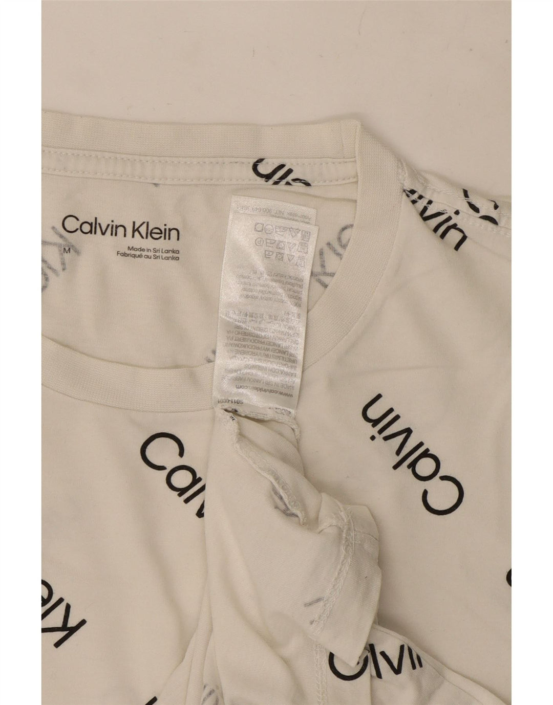 Męska koszulka z grafiką Calvin Klein, średnia, biała bawełna