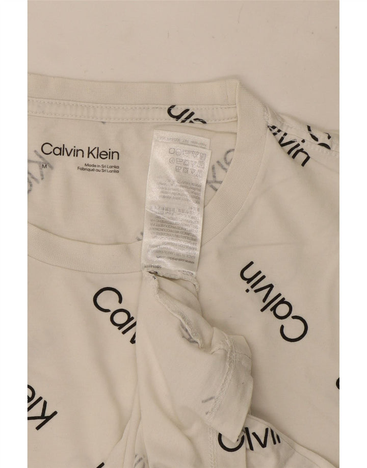 Męska koszulka z grafiką Calvin Klein, średnia, biała bawełna