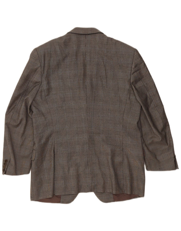 Canali Mens 3 Button Blazer Jacket IT 54 2XL Grey Check Wool