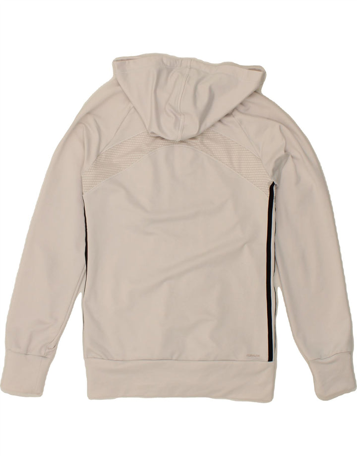 ADIDAS Womens Zip Hoodie Sweater UK 14 Medium  White Polyester Vintage Adidas and Second-Hand Adidas from Messina Hembry 