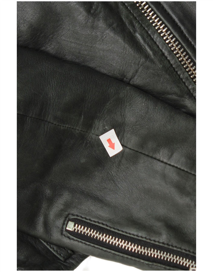 Damska kurtka motocyklowa Zara Crop Leather UK 12, średnia czarna