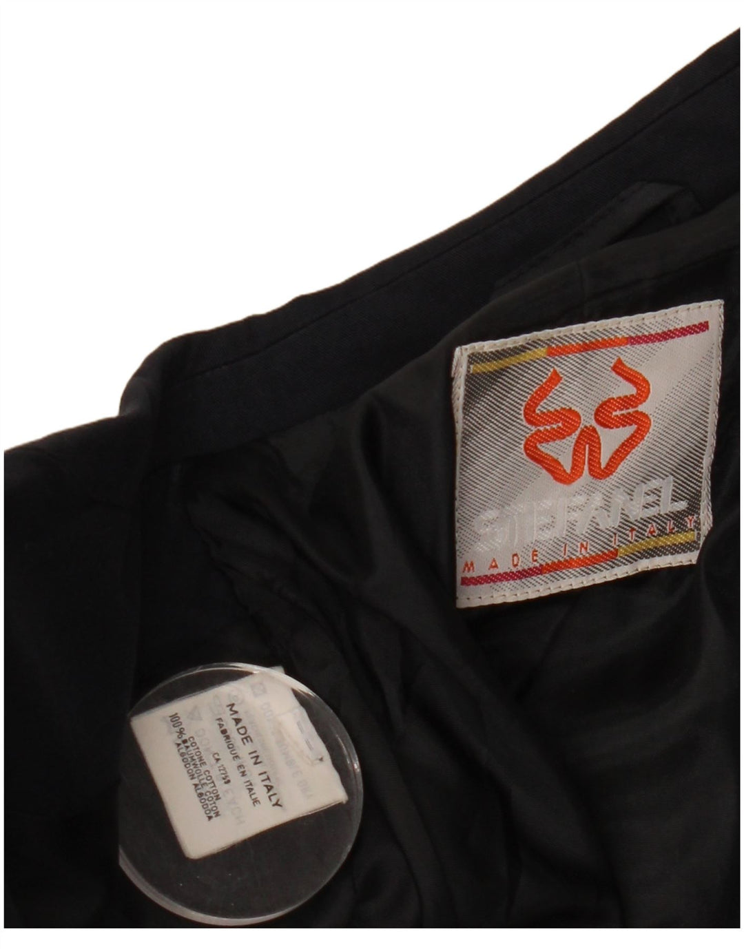 Męska marynarka zapinana na 2 guziki Stefanel UK 38 Średni granatowy bawełniany