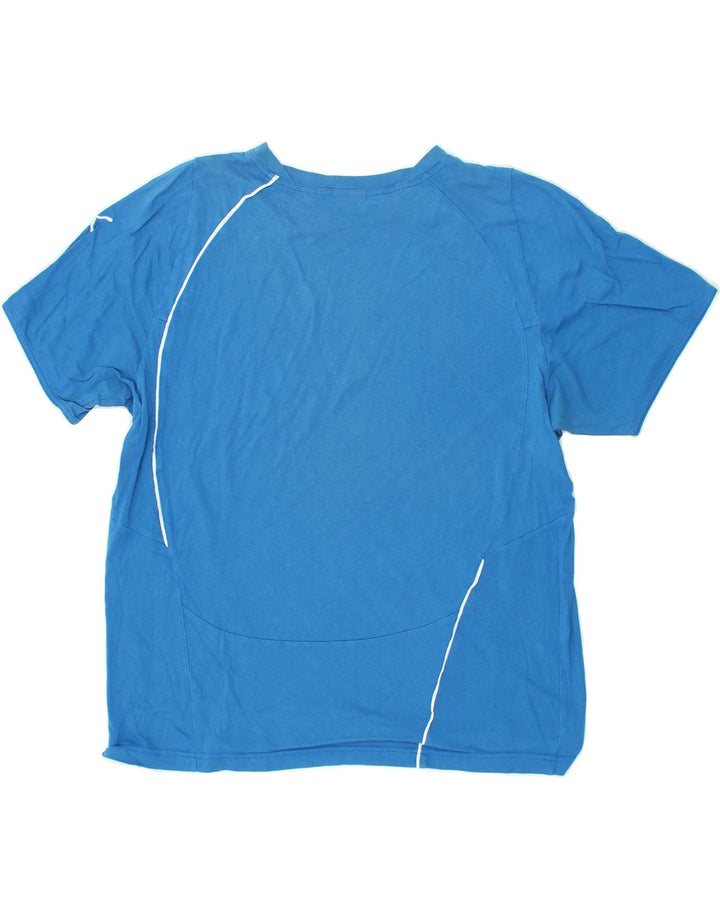 PUMA Mens T-Shirt Top Medium Blue Cotton | Vintage Puma | Thrift | Second-Hand Puma | Used Clothing | Messina Hembry 